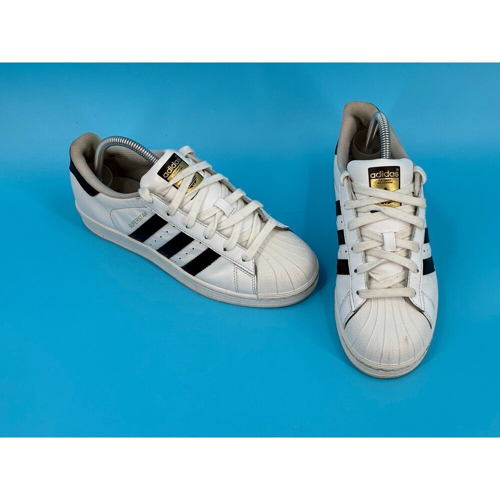 adidas Superstar C77154 White Black Leather Shell Toe Sneakers Youth 6.5